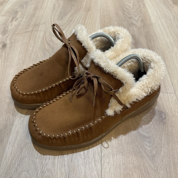 Orthofeet Shoes - Orthofeet Men's Orthopedic Brown Faux Fur Tuscany Slippers Size 10.5 Comfort